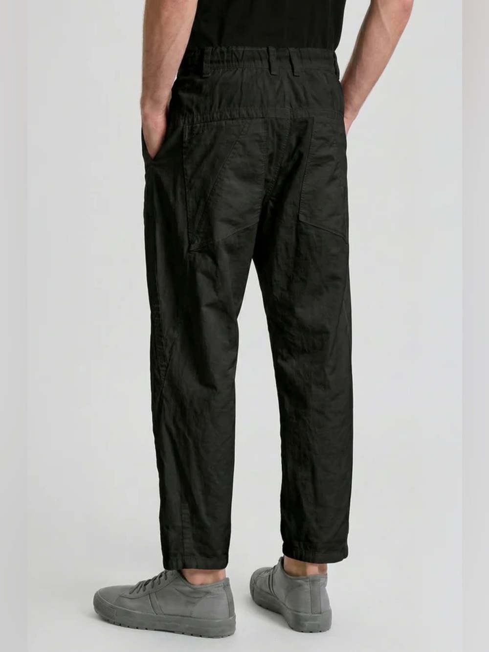 Transit Uomo Style E141 Black Coated Cotton Stretch Blend Trousers Size 34